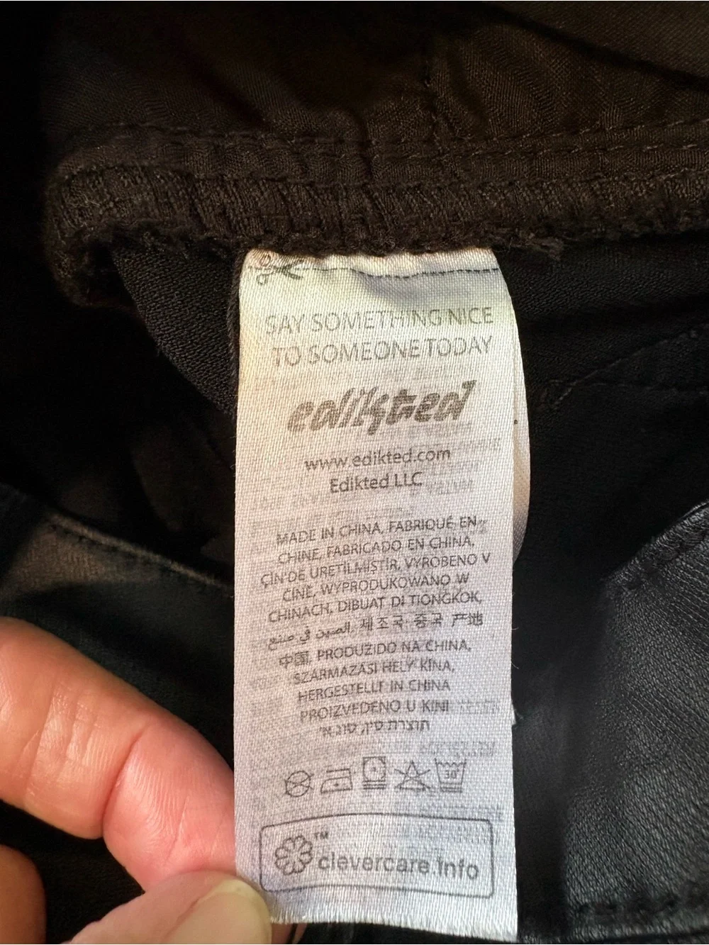 Edikted Luna Faux Leather Mid Rise Flare Black Jeans.  Size XS